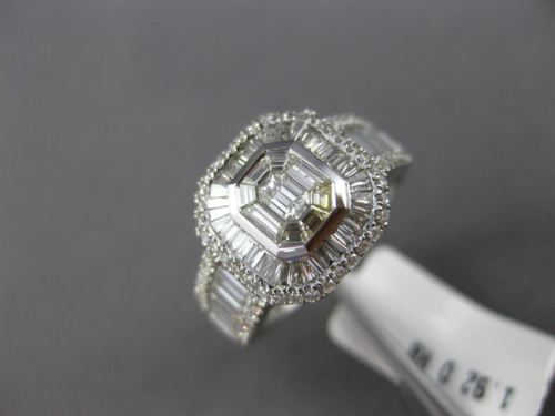 ESTATE LARGE 1.92CT ROUND & BAGUETTE DIAMOND 18K WHITE GOLD OCTAGON PROMISE RING