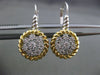 ESTATE LARGE .52CT DIAMOND 14KT WHITE & YELLOW GOLD 3D CIRCULAR CLUSTER EARRINGS