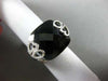 ESTATE WIDE .05CT DIAMOND & AAA EXTRA FACET ONYX 14KT WHITE GOLD HEART LOVE RING