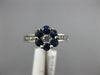 ESTATE 1.0CT DIAMOND & AAA SAPPHIRE 14KT WHITE GOLD 3D FLOWER CLUSTER LOVE RING