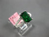 ESTATE .98CT DIAMOND & AAA EMERALD 18K WHITE GOLD 3D RECTANGULAR ENGAGEMENT RING