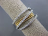 ESTATE LARGE .60CT DIAMOND 14K TWO TONE GOLD MULTI ROW WEDDING ANNIVERSARY RING