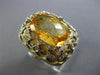ESTATE LARGE 7.95CT DIAMOND & AAA CITRINE 14K WHITE & YELLOW GOLD FILIGREE RING