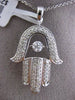 ESTATE LARGE .50CT DIAMOND 14KT WHITE GOLD 3D SOLITAIRE FLOATING CHAMSA PENDANT