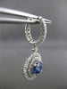 ESTATE LARGE 5.37CT DIAMOND & SAPPHIRE 18KT WHITE GOLD 3D HALO HANGING EARRINGS