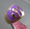 ESTATE WIDE .25CT DIAMOND 14K ROSE GOLD 3D PURPLE ENAMEL MELTING FUN RING 16.5mm