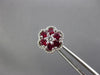 ESTATE .77CT DIAMOND & AAA RUBY 18KT WHITE GOLD 3D FLOWER FILIGREE STUD EARRINGS