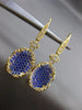 ESTATE LARGE 2.26CT DIAMOND & SAPPHIRE 18K YELLOW GOLD 3D OVAL FILIGREE EARRINGS