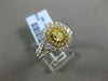 LARGE 2.49CT WHITE & FANCY YELLOW DIAMOND 18K TWO TONE GOLD HALO ENGAGEMENT RING