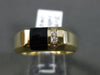 ESTATE .14CT DIAMOND & ONYX 14KT YELLOW GOLD 4 STONE 3D MENS RING HANDSOME!