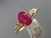 ESTATE 1.30CT DIAMOND & AAA RUBY 14K YELLOW GOLD 3D CLASSIC OVAL ENGAGEMENT RING