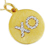 ESTATE .11CT ROUND DIAMOND 14KT YELLOW GOLD 3D CLASSIC XO LOVE FLOATING PENDANT