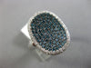 LARGE .79CT WHITE & BLUE DIAMOND 18KT WHITE GOLD OVAL FILIGREE ANNIVERSARY RING