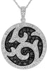 ESTATE 1.0CT WHITE & BLACK DIAMOND 14K WHITE GOLD FILIGREE CIRCULAR LOVE PENDANT