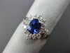 ESTATE 2.96CT DIAMOND & AAA SAPPHIRE 18K WHITE GOLD OVAL CLUSTER ENGAGEMENT RING