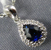 ESTATE .52CT DIAMOND & AAA SAPPHIRE 18KT WHITE GOLD PEAR SHAPE TEAR DROP PENDANT