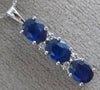 ESTATE 1.35CT DIAMOND & AAA SAPPHIRE 14KT WHITE GOLD 3D THREE STONE OVAL PENDANT