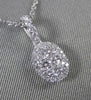 ESTATE .45CT DIAMOND 18KT WHITE GOLD 3D OVAL CLUSTER FLOATING PENDANT & CHAIN