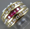 ESTATE WIDE 1.90CT DIAMOND & AAA RUBY 14KT YELLOW GOLD 3D COCKTAIL RING #21571