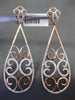 ESTATE LARGE .86CT DIAMOND 14KT WHITE & ROSE GOLD FILIGREE DOUBLE HEART EARRINGS