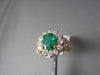 ESTATE 3.34CT DIAMOND & AAA COLOMBIAN EMERALD 14KT YELLOW GOLD FLOWER HALO RING