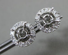 ESTATE .21CT DIAMOND 18K WHITE GOLD CLASSIC 4 PRONG SEMI MOUNT STUD EARRINGS E/F