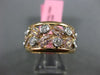 ESTATE WIDE .66CT WHITE & PINK DIAMOND 14KT TWO TONE GOLD LEAF ANNIVERSARY RING