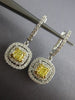 ESTATE 1.31CT WHITE & FANCY YELLOW DIAMOND 18KT 2 TONE GOLD 3D HANGING EARRINGS