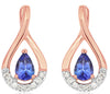 ESTATE .97CT DIAMOND & AAA TANZANITE 14KT ROSE GOLD PEAR SHAPE HANGING EARRINGS