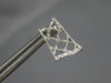 ESTATE .10CT DIAMOND 18KT WHITE GOLD OPEN FILIGREE RECTANGULAR HANGING EARRINGS
