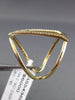 ESTATE LARGE .19CT DIAMOND 14KT YELLOW GOLD 3D OPEN TRIANGLE CUBIC FUN RING