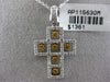 ESTATE .86CT WHITE & FANCY YELLOW DIAMOND 14K 2 TONE GOLD FLOATING CROSS PENDANT