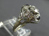 ANTIQUE WIDE .5CT OLD MINE DIAMOND & AAA SAPPHIRE 14K WHITE GOLD ENGAGEMENT RING