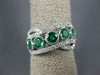 ESTATE LARGE 1.96CT DIAMOND & AAA EMERALD 18K WHITE GOLD CRISS CROSS LOVE RING