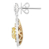 2.79CT WHITE & FANCY YELLOW DIAMOND 18K TWO TONE GOLD TEAR DROP HANGING EARRINGS
