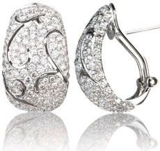 ESTATE LARGE 2.63CT DIAMOND 18KT WHITE GOLD MULTI ROW FILIGREE CLIP ON EARRINGS