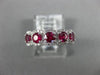 ESTATE .92CT DIAMOND & AAA RUBY 18KT WHITE GOLD 3D 5 STONE HALO ANNIVERSARY RING