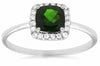 ESTATE 1.10CT DIAMOND & AAA RUSSALITE 14K WHITE GOLD SQUARE HALO ENGAGEMENT RING
