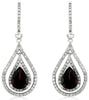 ESTATE 1.43CT DIAMOND & AAA RHODOLITE 14K WHITE GOLD 3D PEAR SHAPE HALO EARRINGS