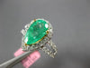 ESTATE 2.55CT DIAMOND & AAA EMERALD 18KT 2 TONE GOLD PEAR SHAPE ENGAGEMENT RING