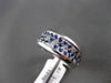 ANTIQUE 1.58CT DIAMOND & SAPPHIRE 18K WHITE GOLD 3 ROW WEDDING ANNIVERSARY RING