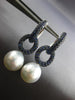 ESTATE LARGE 3.0CT AAA SAPPHIRE & AAA SOUTH SEA PEARL 18K WHITE GOLD 3D EARRINGS