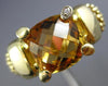 ESTATE LARGE 3.06CT DIAMOND & AAA CITRINE 14K YELLOW GOLD 3D MESH FLEXIBLE RING