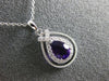 ESTATE .83CT DIAMOND & AAA AMETHYST 14K WHITE GOLD 3D TEAR DROP FLOATING PENDANT