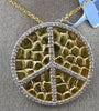 ESTATE .34CT DIAMOND 14KT TWO TONE GOLD 3D CIRCLE OF LIFE PEACE FLOATING PENDANT