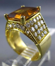 ESTATE LARGE 6.40CT DIAMOND & CITRINE 18KT YELLOW GOLD MULTI ROW ENGAGEMENT E/F