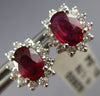 ESTATE 2.32CT DIAMOND & AAA RUBY 14K WHITE GOLD OVAL FLOWER STUD EARRINGS #25794