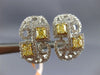 ESTATE WIDE 1.78CT WHITE & FANCY YELLOW DIAMOND 18K 2 TONE GOLD CLIP ON EARRINGS