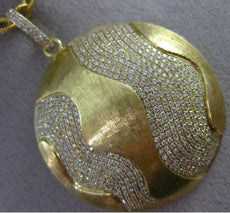 EXTRA LARGE 2.36CT DIAMOND 18KT YELLOW GOLD 3D PAVE CIRCULAR MATTE GLOVE PENDANT