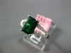 ESTATE .98CT DIAMOND & AAA EMERALD 18K WHITE GOLD 3D RECTANGULAR ENGAGEMENT RING